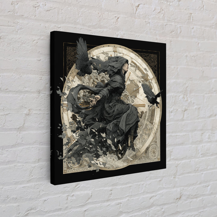 The Cursed Pocket Watch, Symbolist Death Art, Square Wall Art, Dark Halloween Decor, Canvas Print, Halloween Wall Art