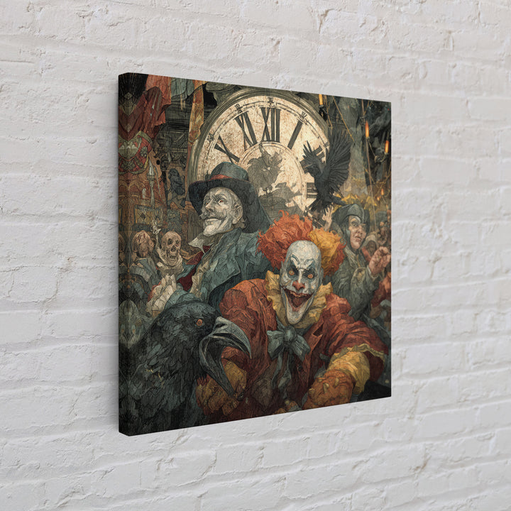 The Cursed Pocket Watch, Grotesque Carnival Art, Square Wall Art, Dark Fantasy Wall Art, Canvas Print, Halloween Wall Art