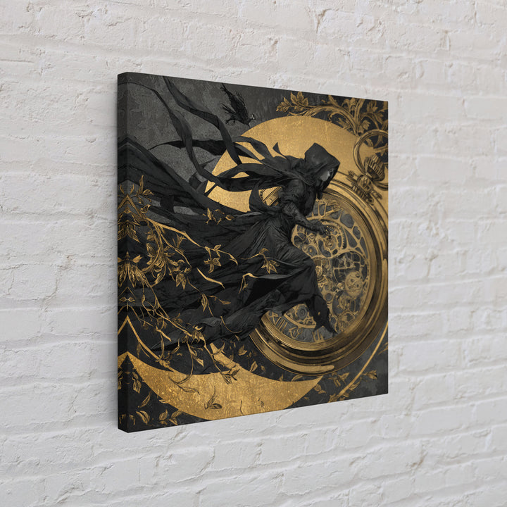 The Cursed Pocket Watch, Decadent Line Art, Square Wall Art, Dark Halloween Decor, Framed Canvas Print, Halloween Wall Art