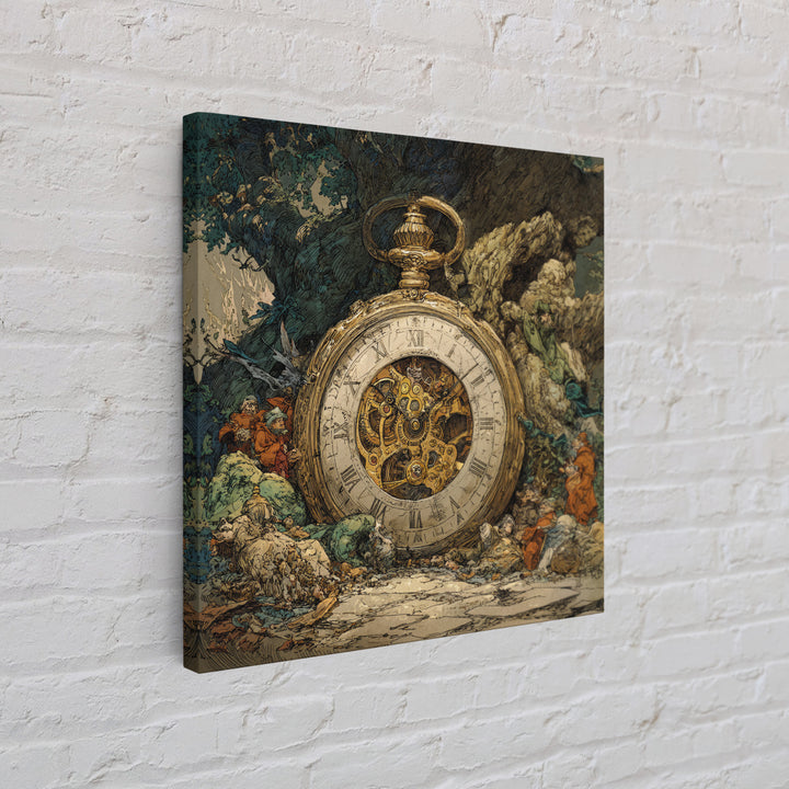 The Cursed Pocket Watch, Gothic Storybook Art, Square Wall Art, Macabre Wall Art, Canvas Print, Halloween Wall Art, Halloween Decor