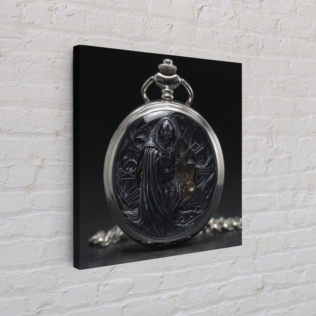 The Cursed Pocket Watch, Biomechanical Horror Art, Square Wall Art, Macabre Wall Art, Canvas Print, Halloween Wall Art, Horror Wall Art