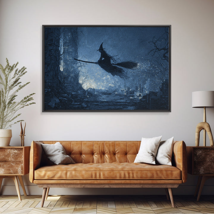 The Witch'S Broom, Romantic Gothic Landscape, Landscape Wall Art, Dark Fantasy Wall Art, Canvas Print, Halloween Wall Art