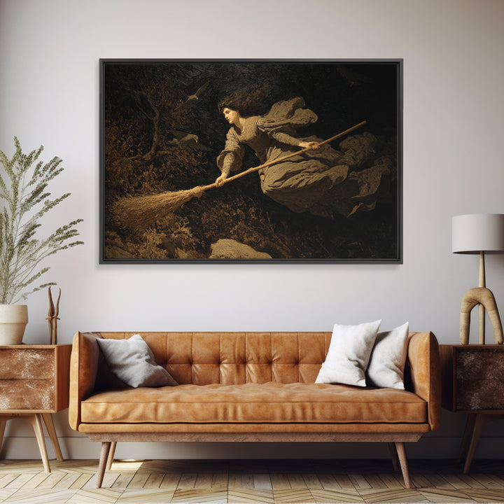 The Witch'S Broom, Symbolist Gothic Landscape, Landscape Wall Art, Gothic Horror Wall Art, Canvas Print, Halloween Wall Art