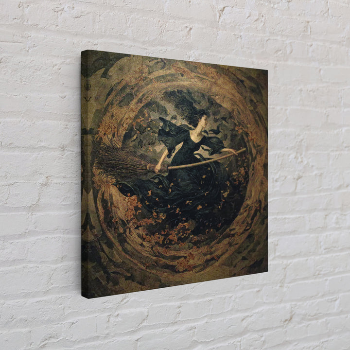 The Witch'S Broom, Dark Symbolist Art, Square Wall Art, Dark Fantasy Wall Art, Framed Canvas Print, Halloween Wall Art