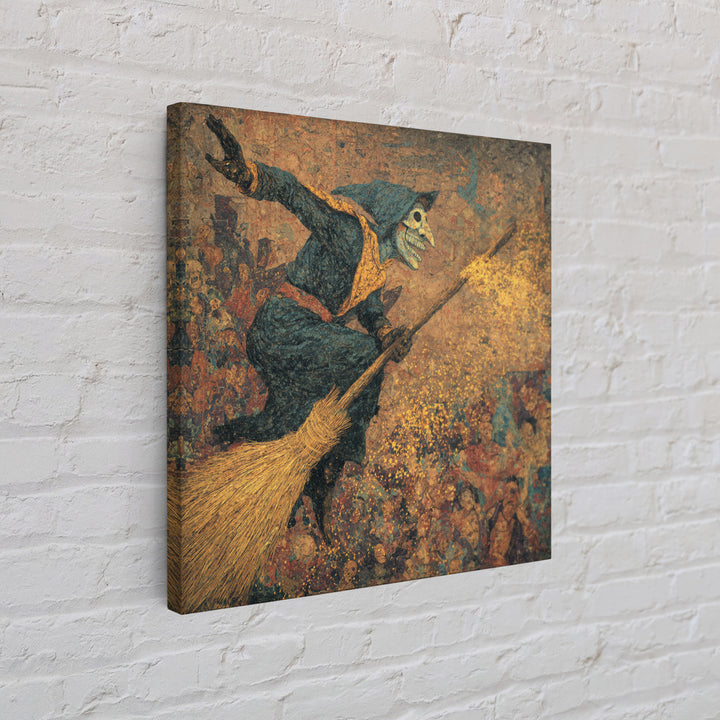 The Witch'S Broom, Grotesque Carnival Art, Square Wall Art, Dark Fantasy Wall Art, Framed Canvas Print, Halloween Wall Art