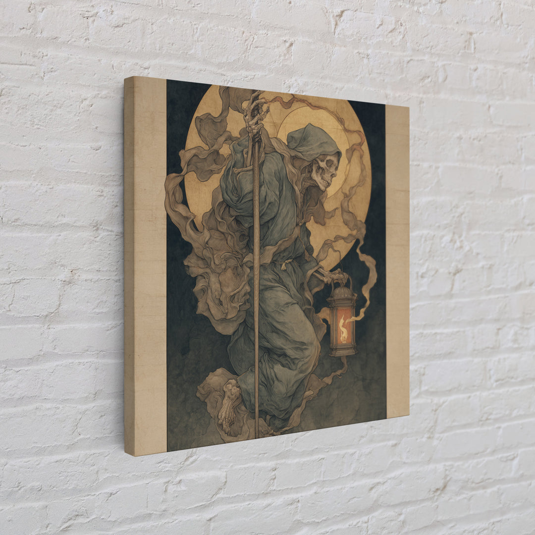 The Bone-Handled Lantern, Dark Renaissance Art, Square Wall Art, Dark Fantasy Wall Art, Canvas Print, Halloween Wall Art