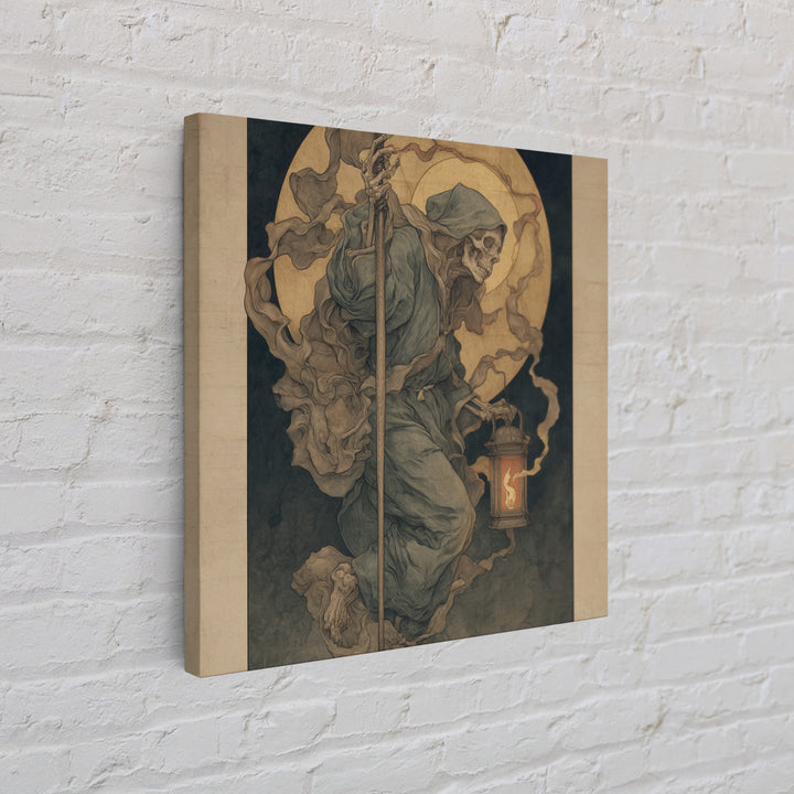 The Bone-Handled Lantern, Dark Renaissance Art, Square Wall Art, Dark Fantasy Wall Art, Canvas Print, Halloween Wall Art