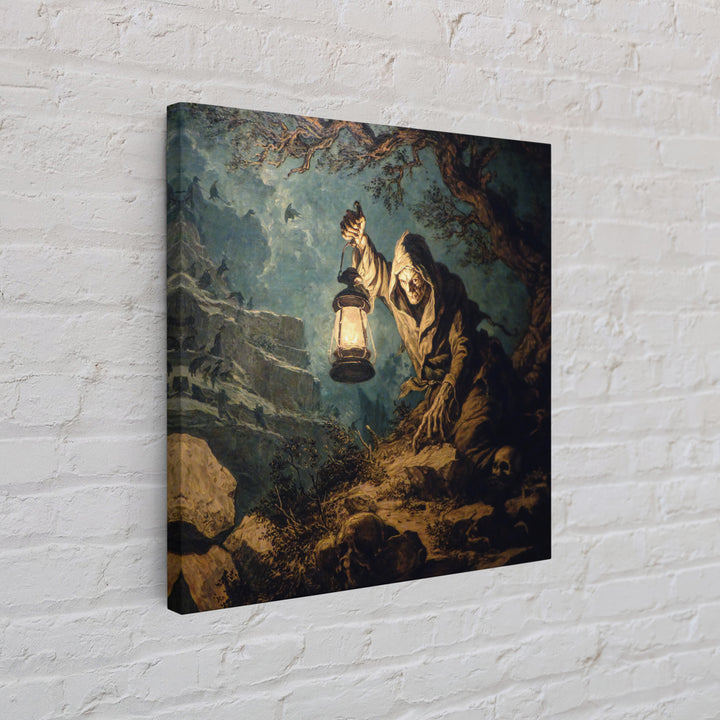 The Bone-Handled Lantern, Baroque Witchcraft Art, Square Wall Art, Macabre Wall Art, Canvas Print, Halloween Wall Art, Horror Wall Art