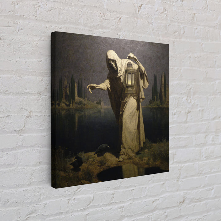 The Bone-Handled Lantern, Symbolist Gothic Landscape, Square Wall Art, Macabre Wall Art, Canvas Print, Halloween Wall Art, Horror Wall Art