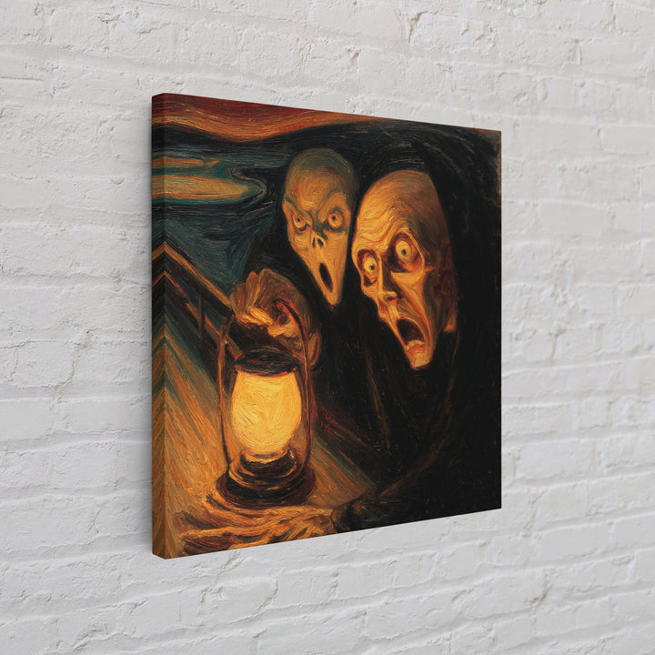 The Bone-Handled Lantern, Expressionist Gothic Art, Square Wall Art, Dark Halloween Decor, Canvas Print, Halloween Wall Art