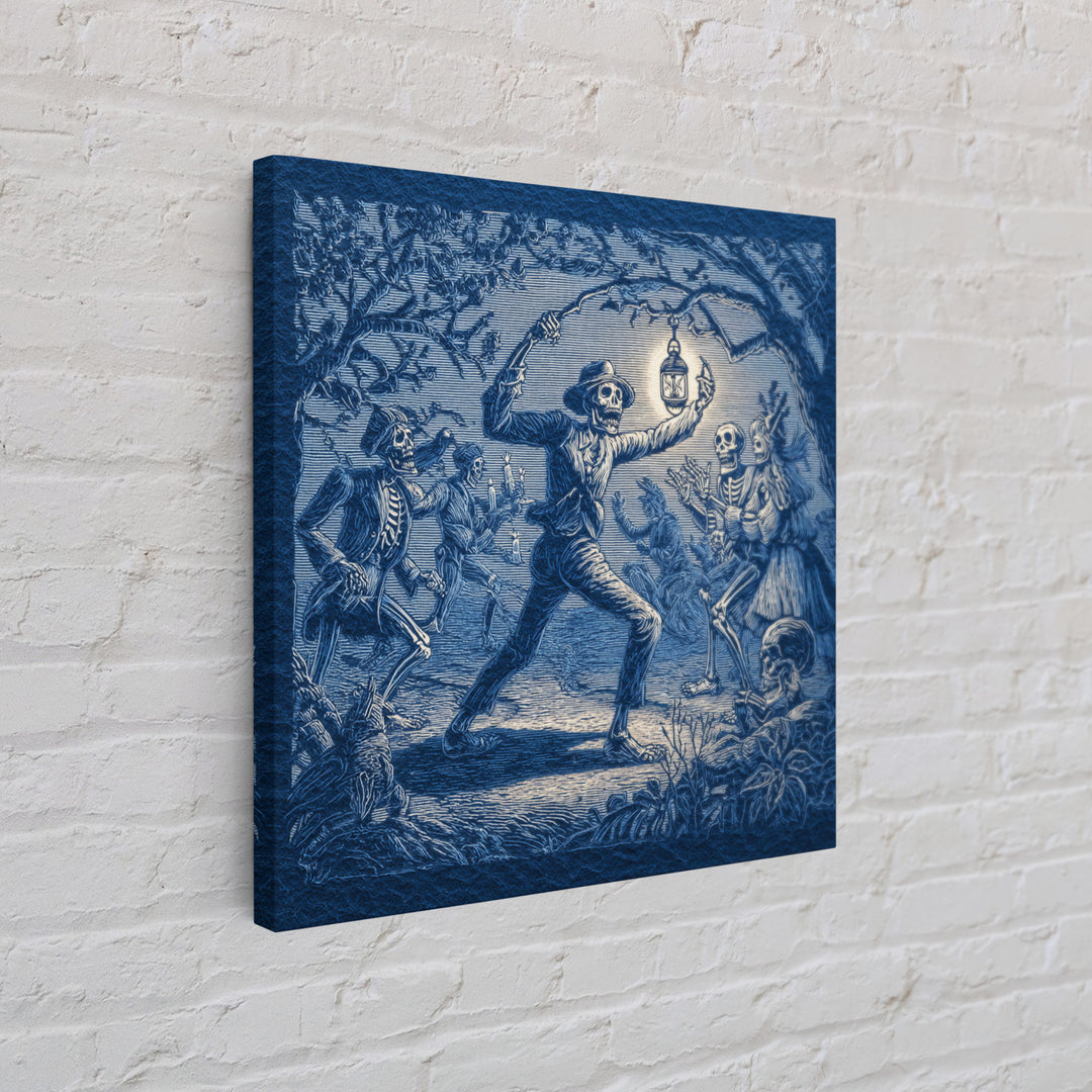 The Bone-Handled Lantern, Macabre Folk Print Art, Square Wall Art, Macabre Wall Art, Framed Canvas Print, Halloween Wall Art