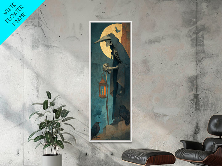 The Bone-Handled Lantern, Surreal Apocalyptic Art, Tall Narrow Wall Art, Dark Halloween Decor, Framed Canvas Print