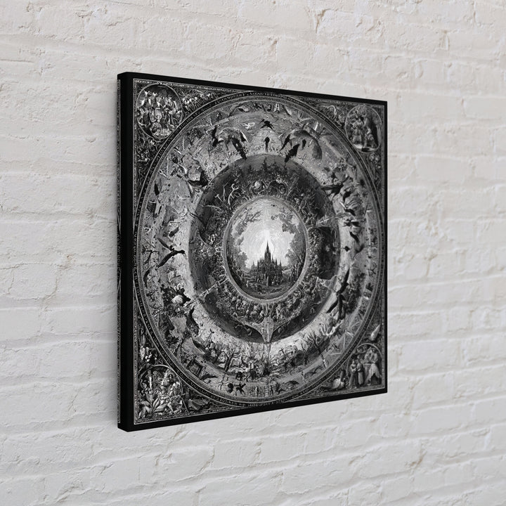 The Spiderweb Crown, Renaissance Engraving Art, Square Wall Art, Dark Halloween Decor, Framed Canvas Print, Halloween Wall Art
