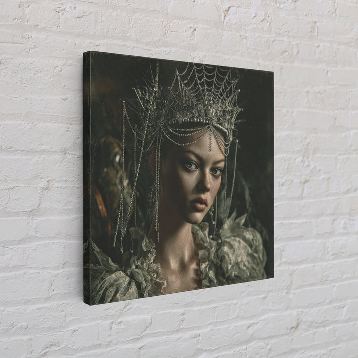 The Spiderweb Crown, Baroque Witchcraft Art, Square Wall Art, Gothic Horror Wall Art, Canvas Print, Halloween Wall Art, Halloween Decor
