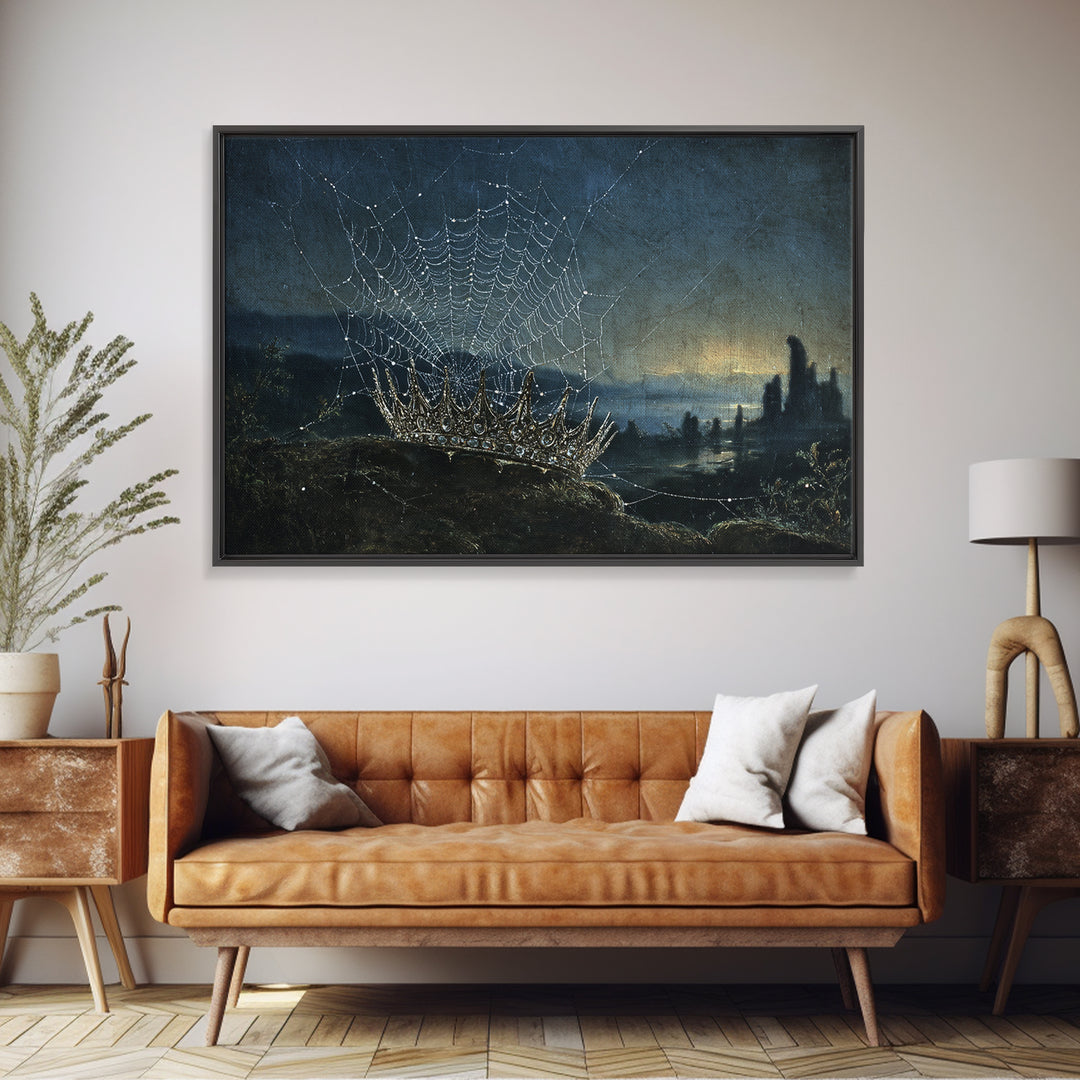 The Spiderweb Crown, Romantic Gothic Landscape, Landscape Wall Art, Macabre Wall Art, Canvas Print, Halloween Wall Art