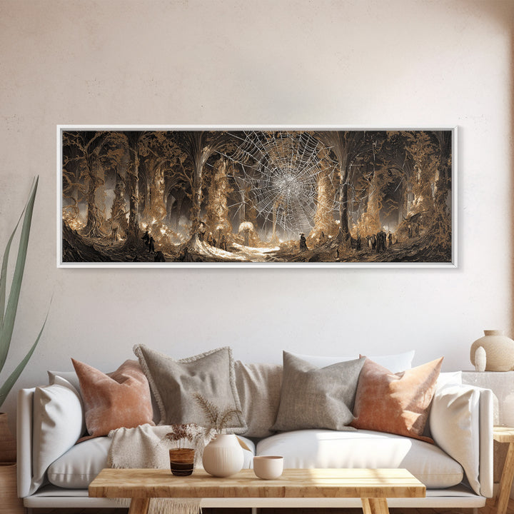 The Spiderweb Crown, Apocalyptic Romantic Art, Extra Wide Wall Art, Dark Halloween Decor, Canvas Print, Halloween Wall Art, Horror Wall Art