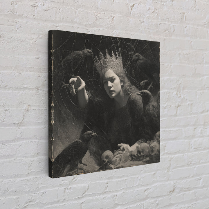 The Spiderweb Crown, Symbolist Dream Art, Square Wall Art, Gothic Horror Wall Art, Canvas Print, Halloween Wall Art