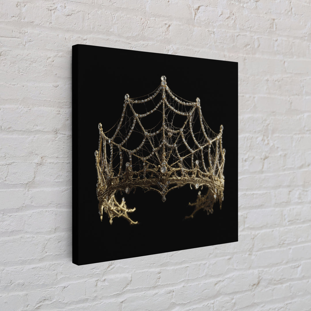 The Spiderweb Crown, Ornate Symbolist Art, Square Wall Art, Dark Fantasy Wall Art, Canvas Print, Halloween Wall Art, Horror Wall Art