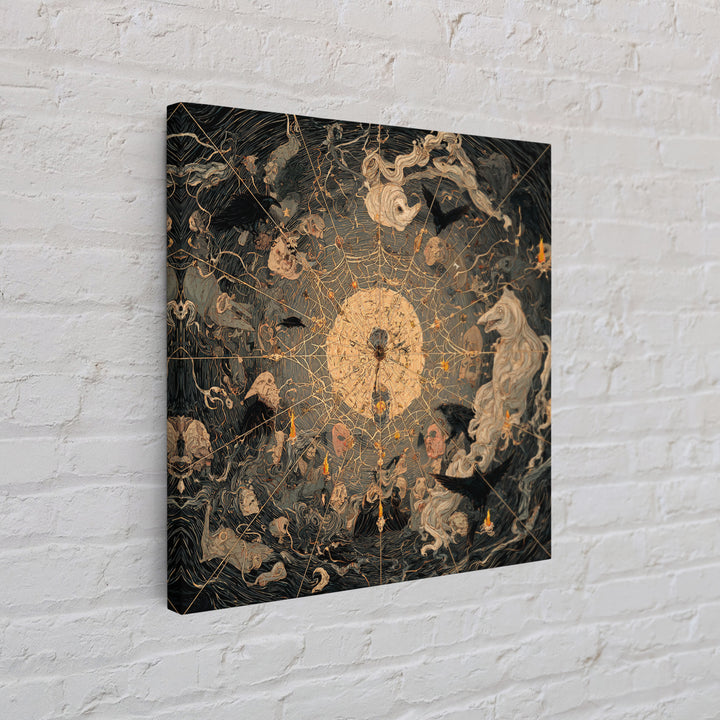 The Spiderweb Crown, Expressionist Gothic Art, Square Wall Art, Dark Halloween Decor, Canvas Print, Halloween Wall Art, Gothic Home Decor