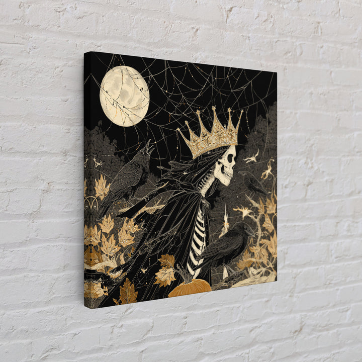 The Spiderweb Crown, Macabre Folk Print Art, Square Wall Art, Dark Fantasy Wall Art, Canvas Print, Halloween Wall Art