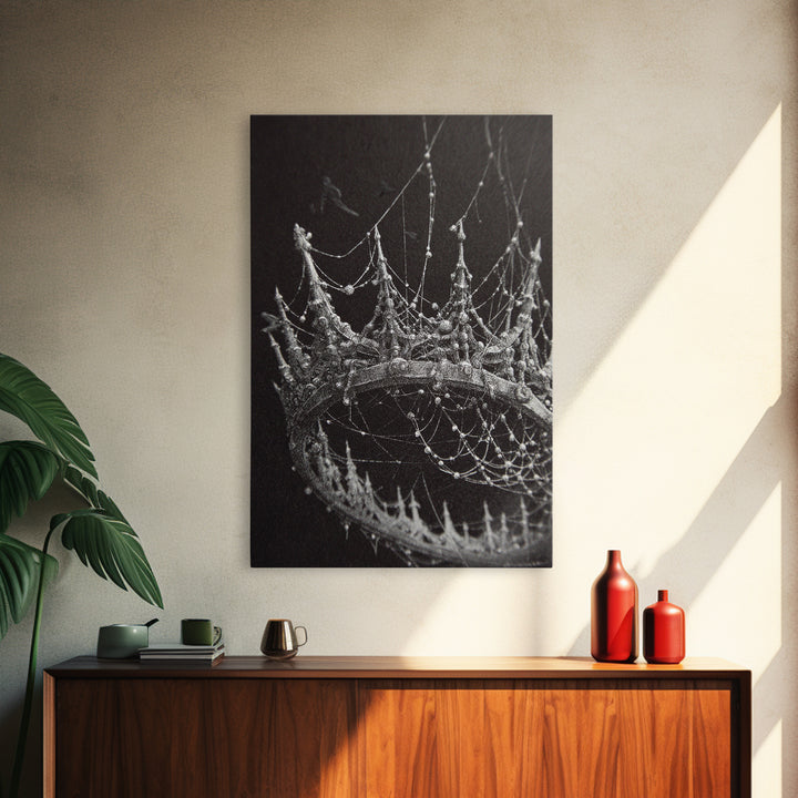 The Spiderweb Crown, Victorian Macabre Art, Vertical Wall Art, Dark Fantasy Wall Art, Canvas Print, Halloween Wall Art