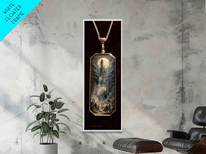 The Moonstone Amulet, Gothic Engraving Art, Tall Narrow Wall Art, Gothic Horror Wall Art, Canvas Print, Halloween Wall Art