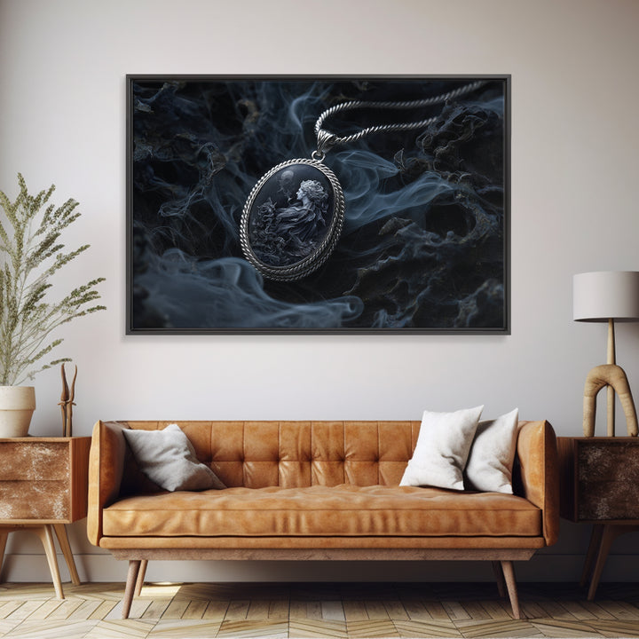 The Moonstone Amulet, Medieval Grotesque Art, Landscape Wall Art, Macabre Wall Art, Canvas Print, Halloween Wall Art, Horror Wall Art