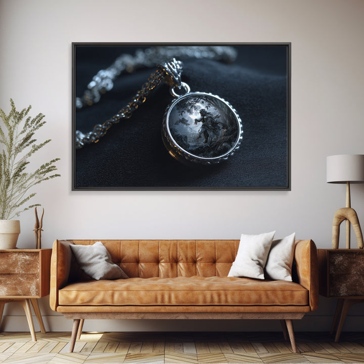 The Moonstone Amulet, Baroque Witchcraft Art, Landscape Wall Art, Macabre Wall Art, Framed Canvas Print, Halloween Wall Art