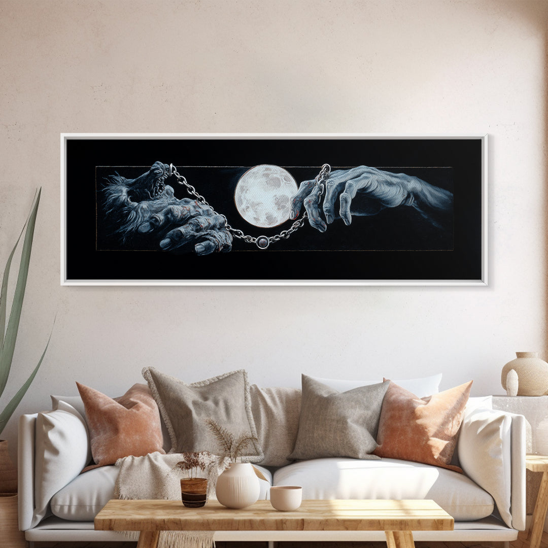 The Moonstone Amulet, Gothic Nightmare Art, Extra Wide Wall Art, Gothic Horror Wall Art, Framed Canvas Print, Halloween Wall Art