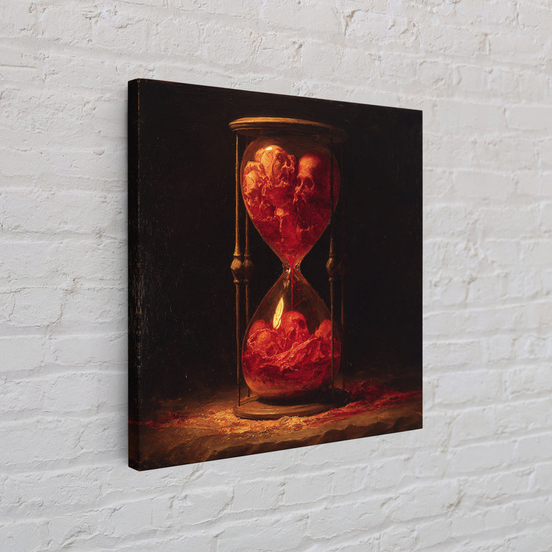 The Crimson Hourglass, Dark Renaissance Art, Square Wall Art, Dark Fantasy Wall Art, Framed Canvas Print, Halloween Wall Art