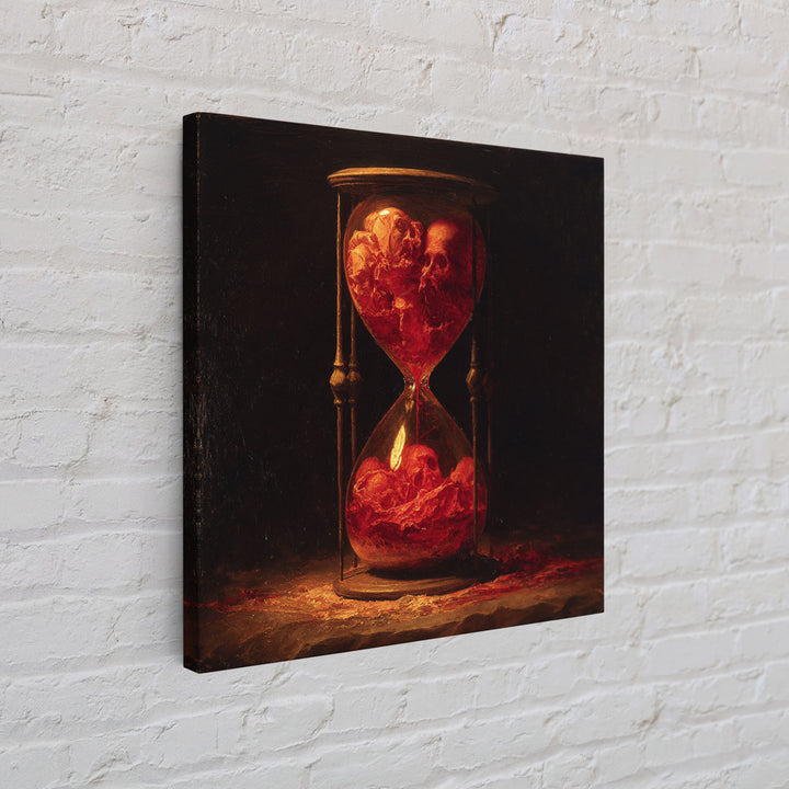 The Crimson Hourglass, Dark Renaissance Art, Square Wall Art, Dark Fantasy Wall Art, Framed Canvas Print, Halloween Wall Art