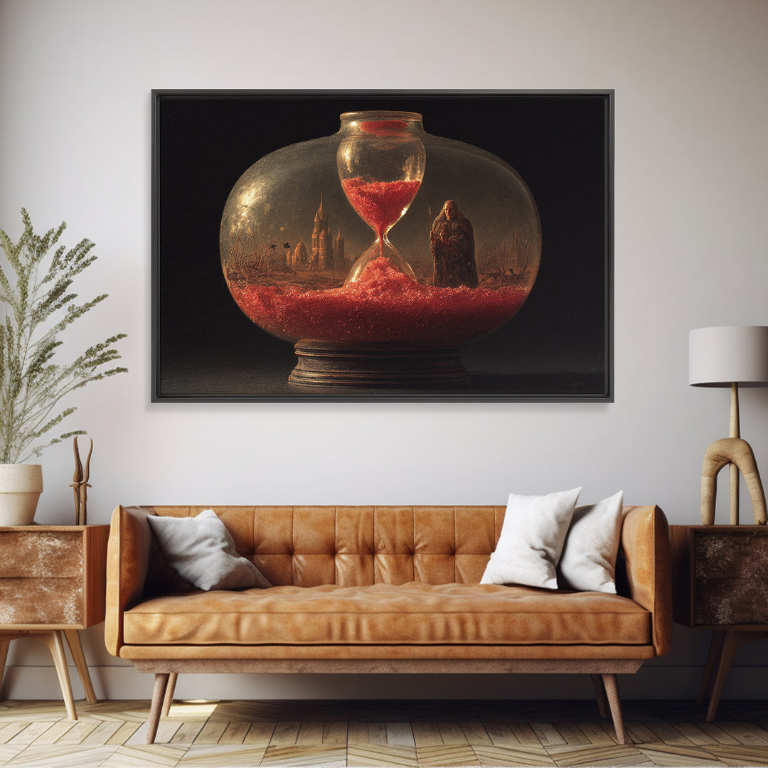 The Crimson Hourglass, Romantic Gothic Landscape, Landscape Wall Art, Dark Fantasy Wall Art, Canvas Print, Halloween Wall Art