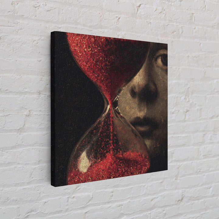 The Crimson Hourglass, Symbolist Dream Art, Square Wall Art, Dark Halloween Decor, Canvas Print, Halloween Wall Art, Macabre Wall Art