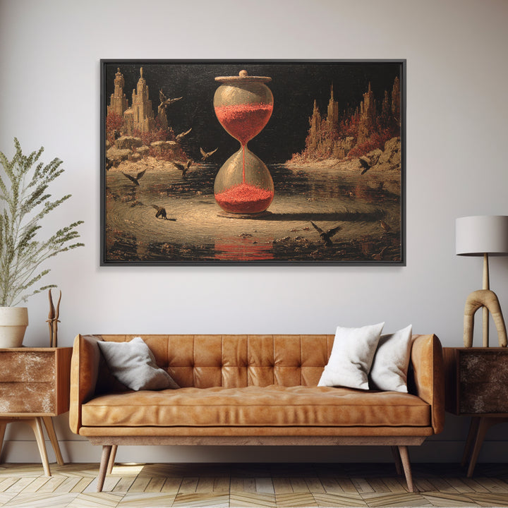 The Crimson Hourglass, Symbolist Gothic Landscape, Landscape Wall Art, Gothic Horror Wall Art, Framed Canvas Print, Halloween Wall Art