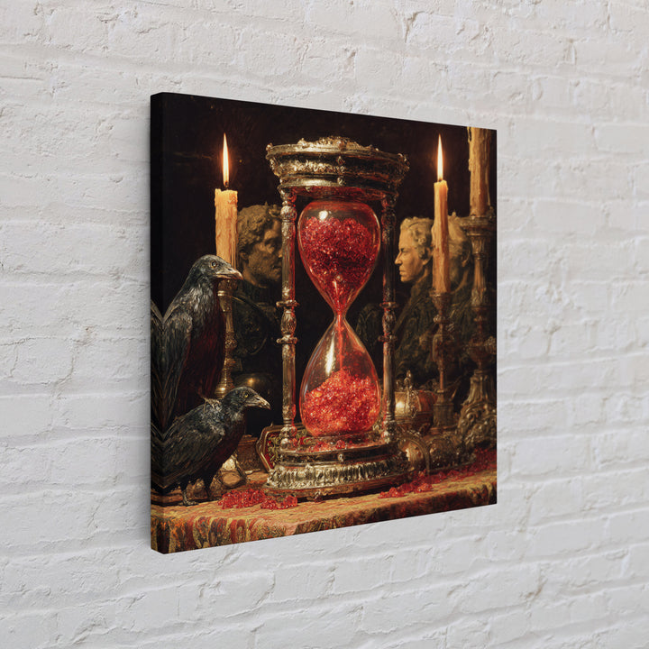 The Crimson Hourglass, Ornate Symbolist Art, Square Wall Art, Macabre Wall Art, Framed Canvas Print, Halloween Wall Art