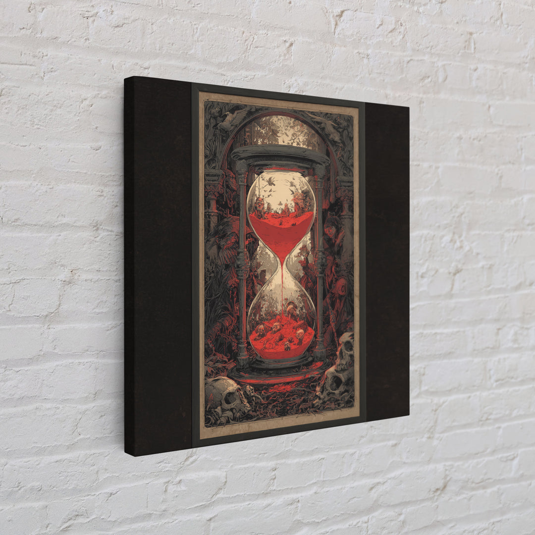 The Crimson Hourglass, Decadent Gothic Art, Square Wall Art, Dark Halloween Decor, Framed Canvas Print, Halloween Wall Art
