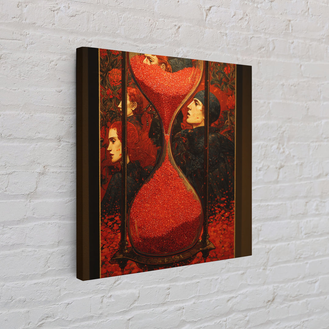 The Crimson Hourglass, Stained Glass Gothic Art, Square Wall Art, Dark Halloween Decor, Framed Canvas Print, Halloween Wall Art