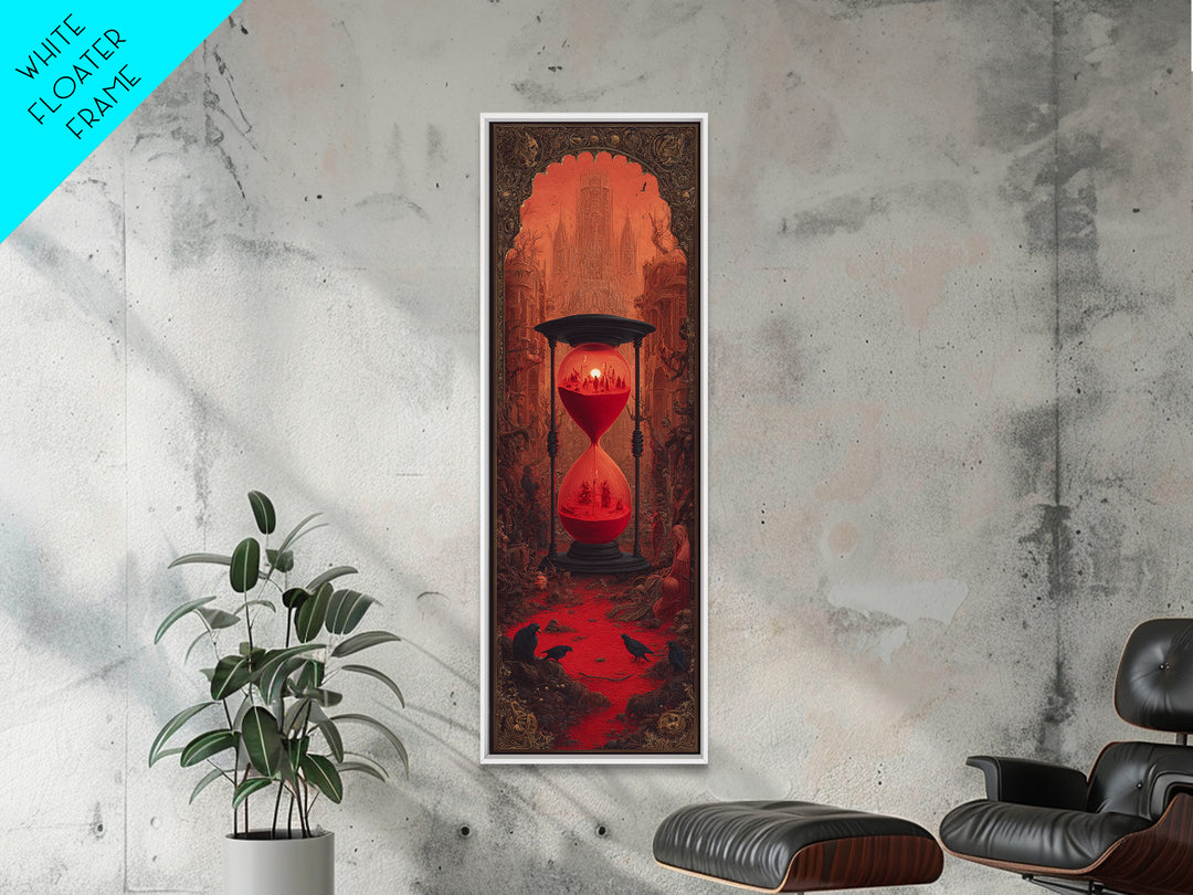 The Crimson Hourglass, Surreal Apocalyptic Art, Tall Narrow Wall Art, Gothic Horror Wall Art, Framed Canvas Print, Dark Fantasy Art