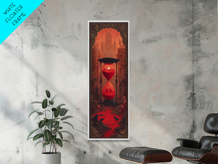 The Crimson Hourglass, Surreal Apocalyptic Art, Tall Narrow Wall Art, Gothic Horror Wall Art, Framed Canvas Print, Dark Fantasy Art
