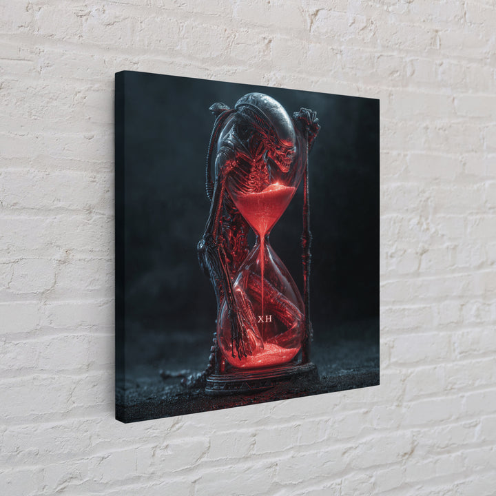 The Crimson Hourglass, Biomechanical Horror Art, Square Wall Art, Gothic Horror Wall Art, Framed Canvas Print, Halloween Wall Art