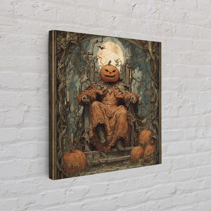 The Jack-O'-Lantern Throne, Dark Renaissance Art, Square Wall Art, Macabre Wall Art, Framed Canvas Print, Halloween Wall Art
