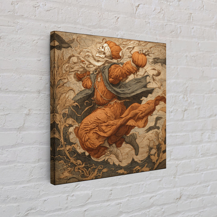 The Jack-O'-Lantern Throne, Danse Macabre Art, Square Wall Art, Macabre Wall Art, Framed Canvas Print, Dark Fantasy Art