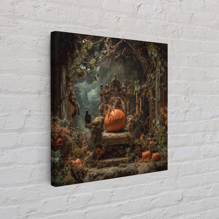 The Jack-O'-Lantern Throne, Ornate Symbolist Art, Square Wall Art, Dark Halloween Decor, Canvas Print, Halloween Wall Art