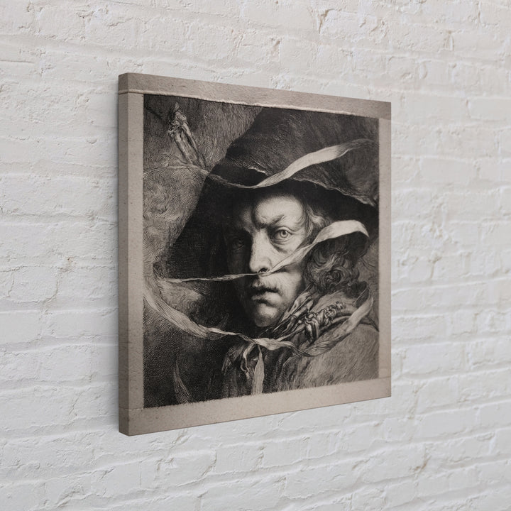 The Haunted Portrait, Renaissance Engraving Art, Square Wall Art, Macabre Wall Art, Framed Canvas Print, Halloween Wall Art