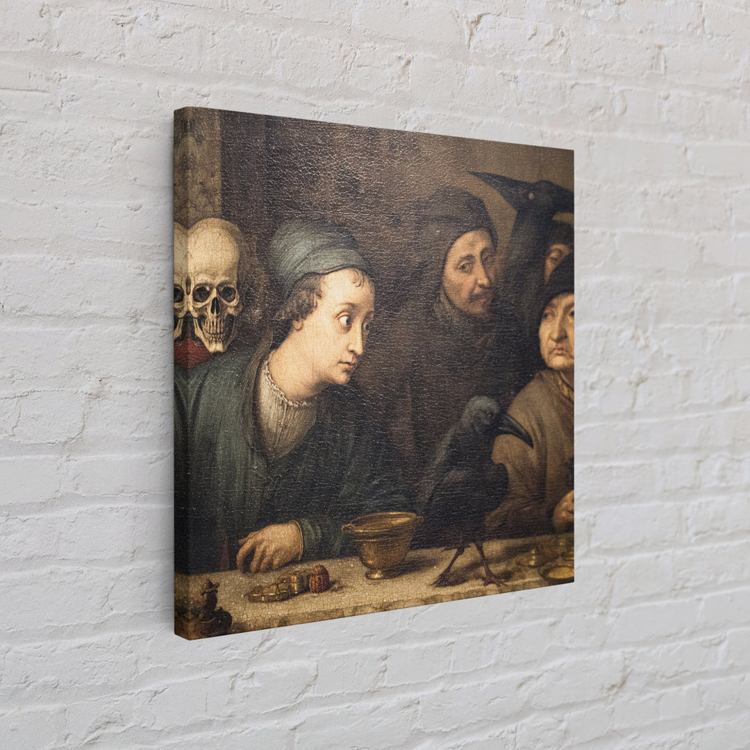 The Haunted Portrait, Danse Macabre Art, Square Wall Art, Dark Fantasy Wall Art, Canvas Print, Halloween Wall Art
