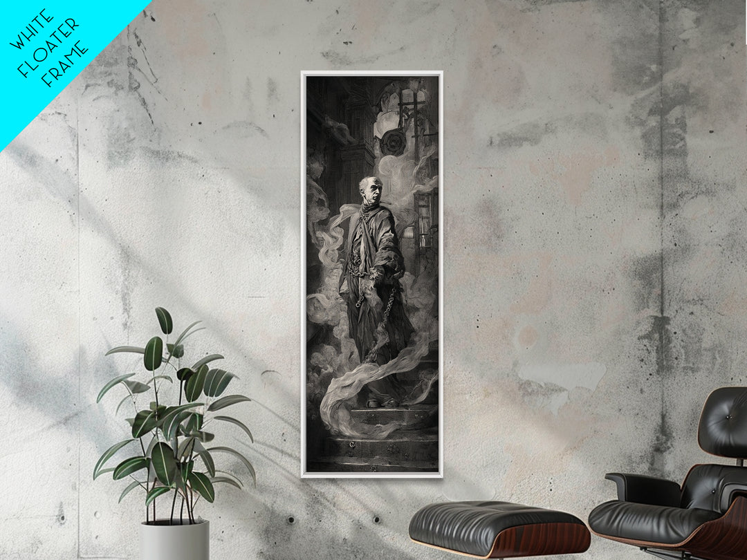 The Haunted Portrait, Architectural Etching Art, Tall Narrow Wall Art, Macabre Wall Art, Framed Canvas Print, Horror Wall Art