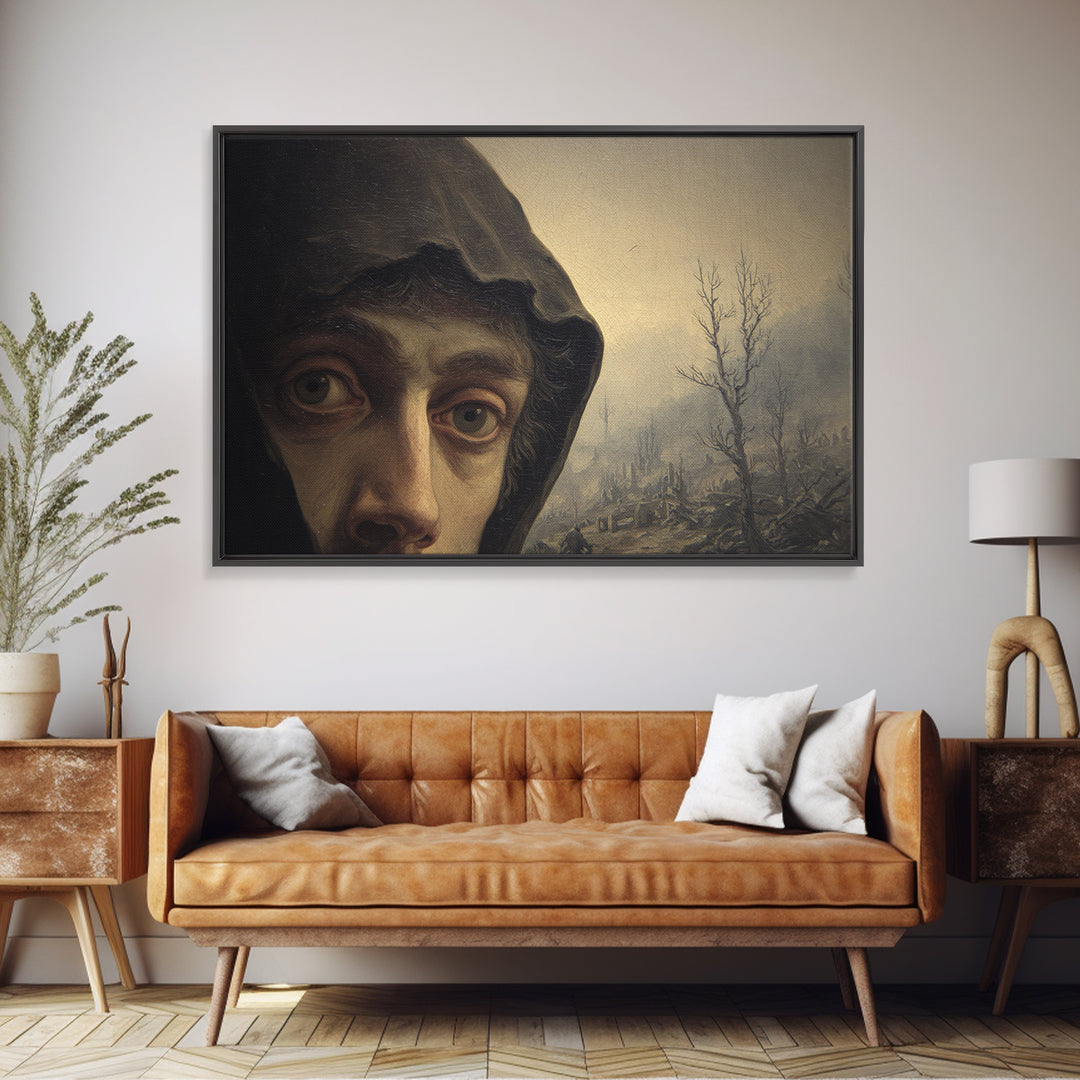 The Haunted Portrait, Romantic Gothic Landscape, Landscape Wall Art, Dark Fantasy Wall Art, Canvas Print, Halloween Wall Art