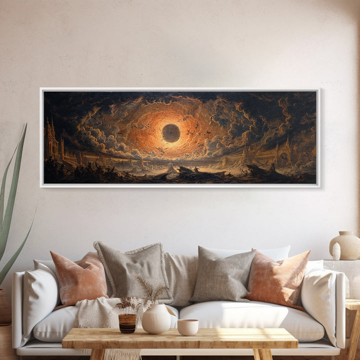 The Haunted Portrait, Apocalyptic Romantic Art, Extra Wide Wall Art, Macabre Wall Art, Framed Canvas Print, Halloween Wall Art