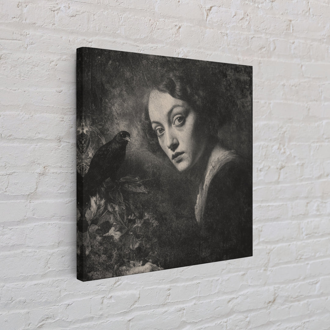 The Haunted Portrait, Symbolist Dream Art, Square Wall Art, Gothic Horror Wall Art, Framed Canvas Print, Halloween Wall Art