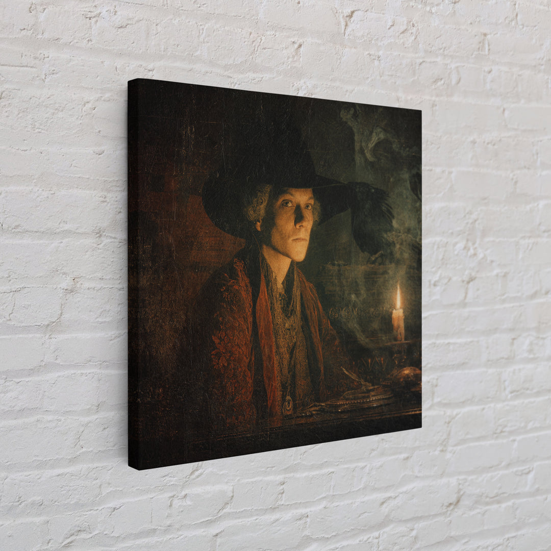 The Haunted Portrait, Symbolist Etching Art, Square Wall Art, Gothic Horror Wall Art, Canvas Print, Halloween Wall Art